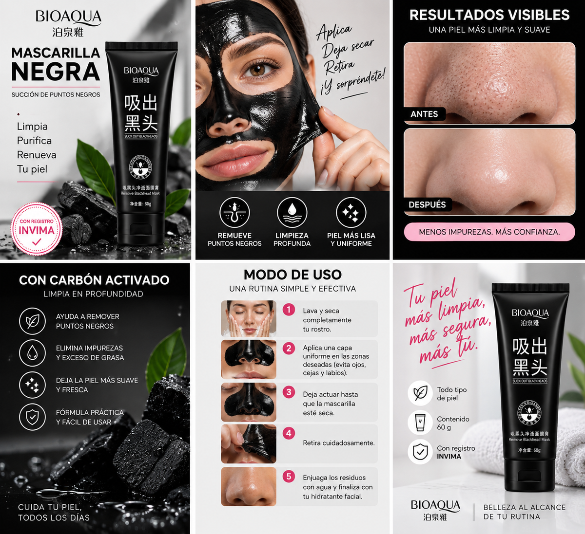 MASCARILLA FACIAL PURIFICANTE PARA PUNTOS NEGROS